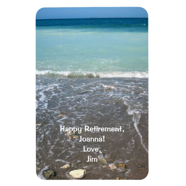 Happy Retirement Personalized Beach Water Sky Magnet (Vertical)