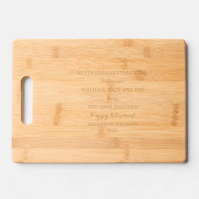 Happy Retirement Personalized Cutting Board, Engra Engraved Cutting Board (Front)