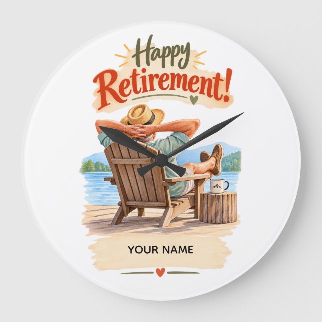 Happy Retirement Personalized Gift Large Clock (Front)