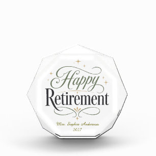 Happy Retirement Personalized Name Acrylic Award