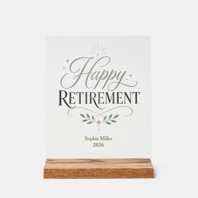 Happy Retirement Personalized Name Acrylic Sign (Front)