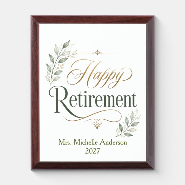 Happy Retirement Personalized Name Award Plaque (Vertical)
