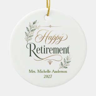 Happy Retirement Personalized Name Ceramic Ornament