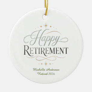 Happy Retirement Personalized Name Ceramic Ornament
