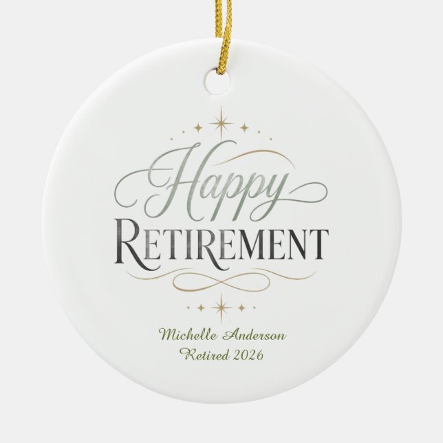 Happy Retirement Personalized Name Ceramic Ornament (Front)