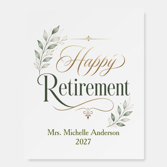 Happy Retirement Personalized Name Foam Board (Front)