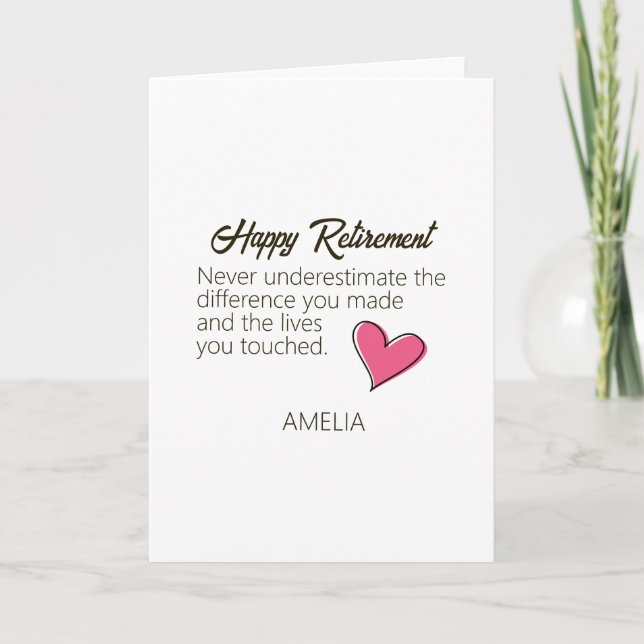 Happy Retirement Personalized Name Gift Card (Front)