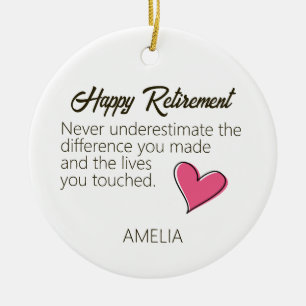 Happy Retirement Personalized Name Gift Ceramic Ornament