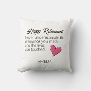 Happy Retirement Personalized Name Gift Throw Pillow