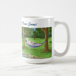 Happy Retirement Personalized Name Lady in Hammock Coffee Mug