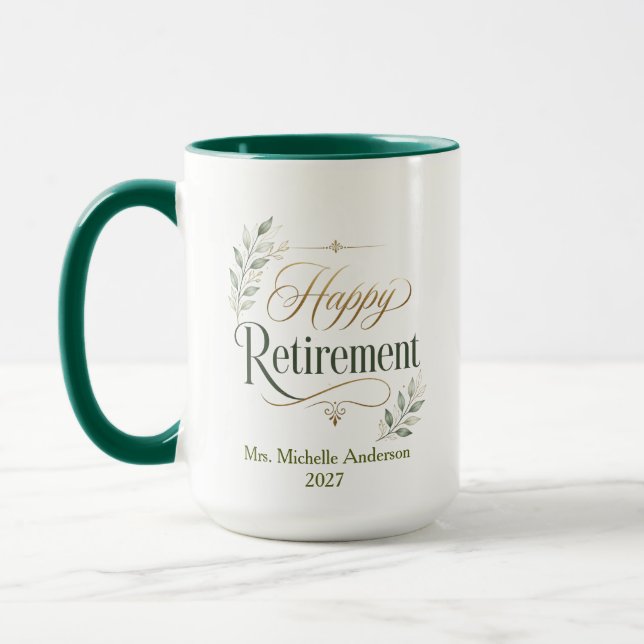 Happy Retirement Personalized Name Mug (Left)