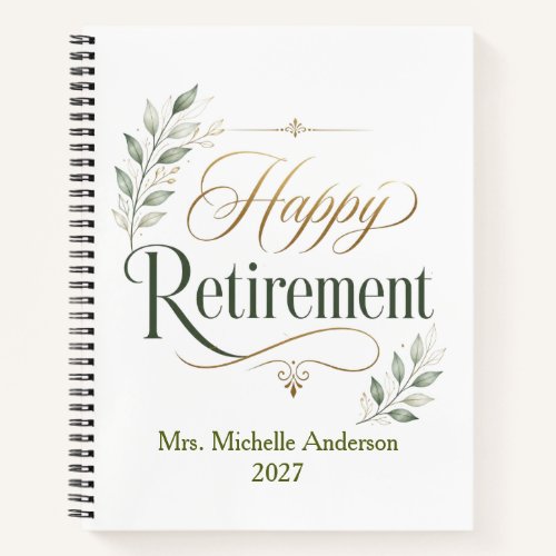 Happy Retirement Personalized Name Notebook