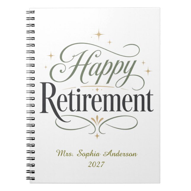 Happy Retirement Personalized Name Notebook (Front)