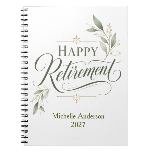Happy Retirement Personalized Name Notebook (Front)
