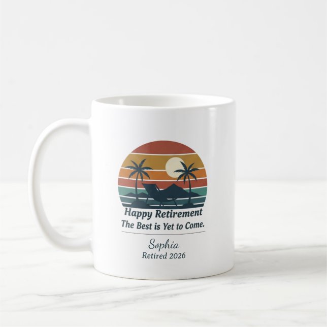 Happy Retirement Personalized Name & Year Coffee Mug (Left)