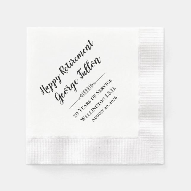Happy Retirement Personalized Napkins (Front)