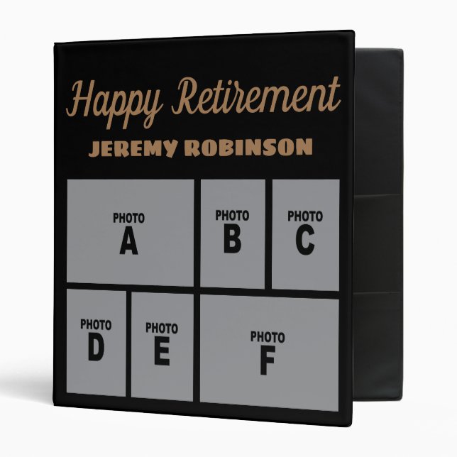 Happy Retirement Photo Collage Memory Scrapbook 3 Ring Binder (Front/Inside)