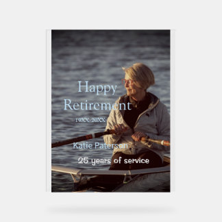 Happy retirement photo name year years of service acrylic sign