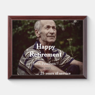 Happy retirement photo name year years of service  award plaque