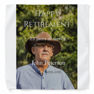 Happy retirement photo name year years of service  bandana