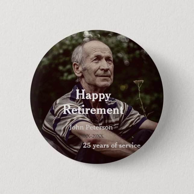 Happy retirement photo name year years of service  button (Front)