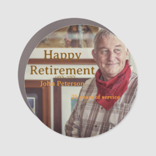 Happy retirement photo name year years of service  car magnet