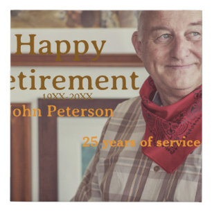Happy retirement photo name year years of service faux canvas print