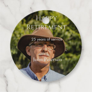 Happy retirement photo name year years of service favor tags