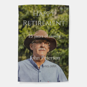 Happy retirement photo name year years of service garden flag