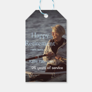 Happy retirement photo name year years of service gift tags