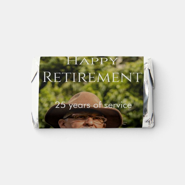 Happy retirement photo name year years of service  hershey's miniatures (Front)