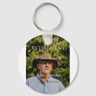 Happy retirement photo name year years of service keychain