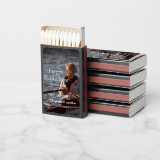 Happy retirement photo name year years of service matchboxes
