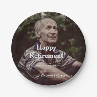 Happy retirement photo name year years of service  paper plates