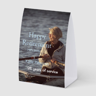 Happy retirement photo name year years of service paper table tent