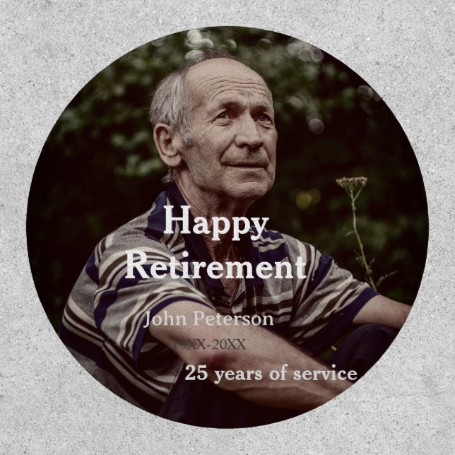 Happy retirement photo name year years of service  patch (Front)