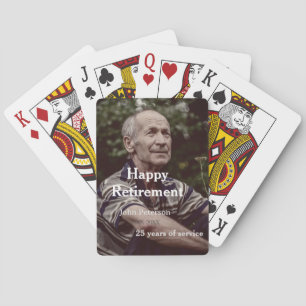 Happy retirement photo name year years of service poker cards