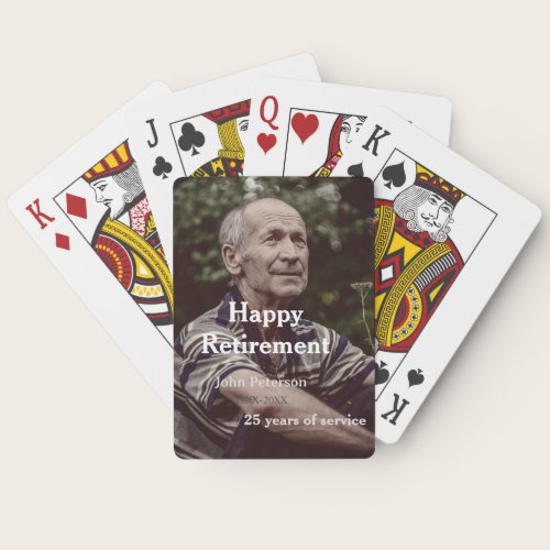 Happy retirement photo name year years of service  poker cards