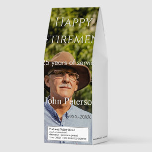Happy retirement photo name year years of service roasted coffee