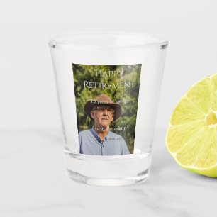 Happy retirement photo name year years of service  shot glass