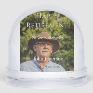 Happy retirement photo name year years of service  snow globe