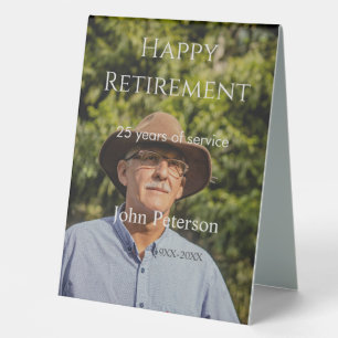 Happy retirement photo name year years of service  table tent