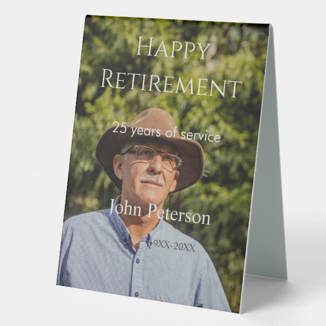 Happy retirement photo name year years of service  table tent (Front)