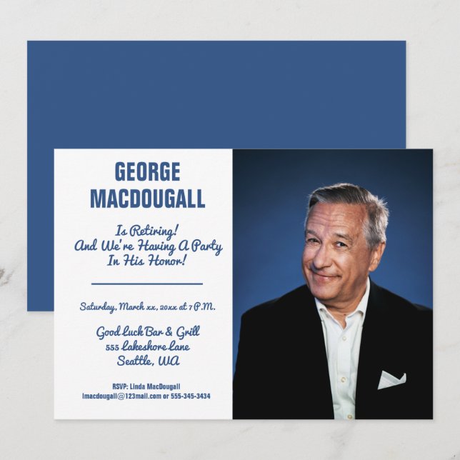 Happy Retirement Photo Party Invitation (Front/Back)