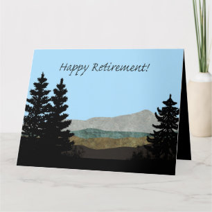 Happy Retirement! Pine Trees Silhouettes Mountains Card
