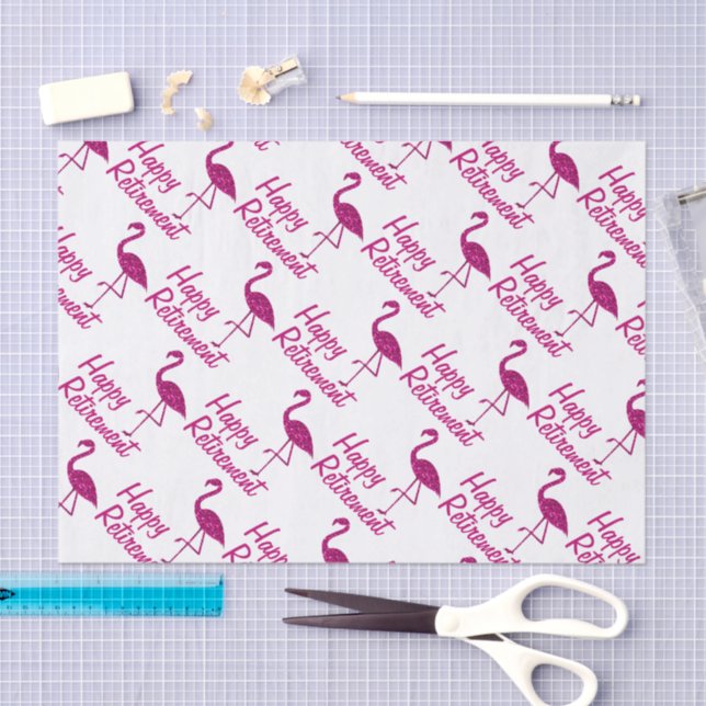 Happy Retirement pink flamingo Custom text Gift Tissue Paper (Craft)