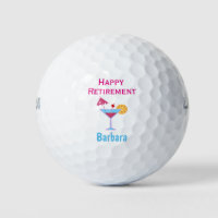 Happy Retirement Pink Martini Custom Name Golf Balls