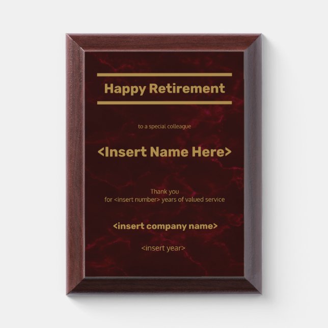 Happy Retirement Plaque (Vertical)