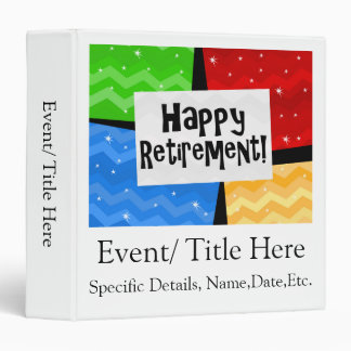 Happy Retirement, Primary Color Squares Party 3 Ring Binder