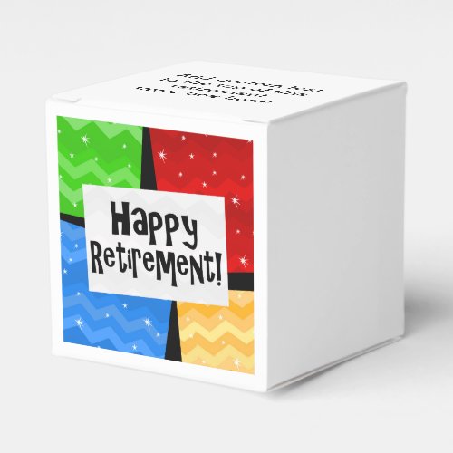 Happy Retirement Primary Color Squares Party Favor Boxes